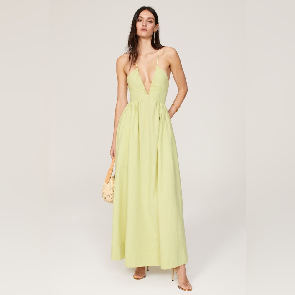 Line + Dot - Green maxi dress with back cutout - Size L